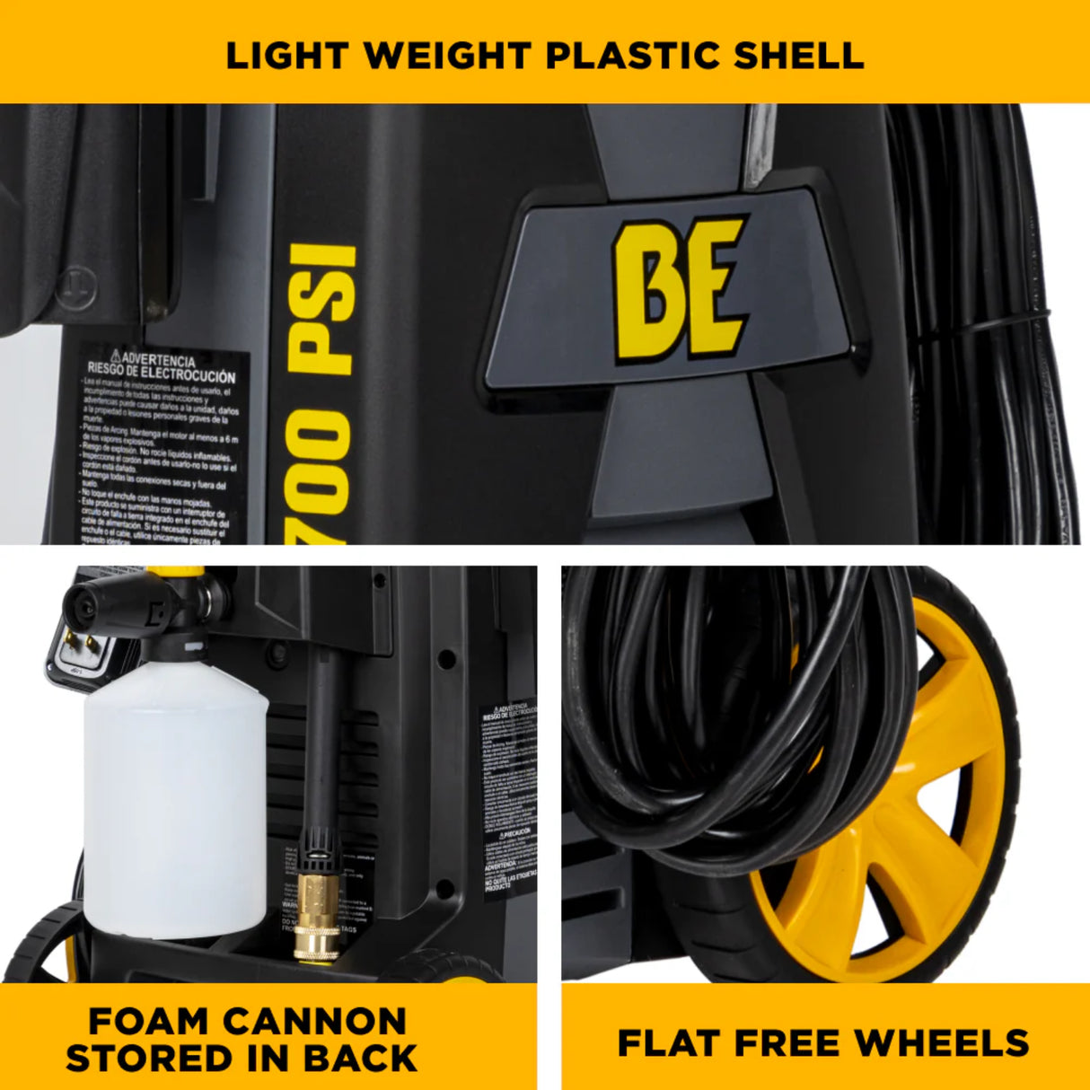 BE Power Equipment P1715EN 1700 PSI 1.7 GPM Electric Pressure Washer