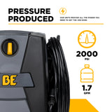 BE Power Equipment P1915EN 2000 PSI 1.7 GPM Electric Pressure Washer