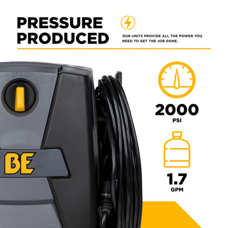 BE Power Equipment P1915EN 2000 PSI 1.7 GPM Electric Pressure Washer