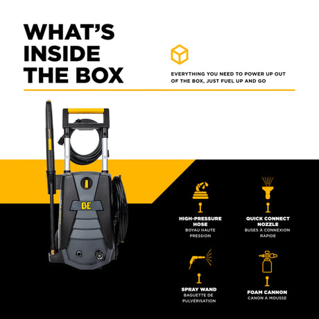 BE Power Equipment P1915EN 2000 PSI 1.7 GPM Electric Pressure Washer