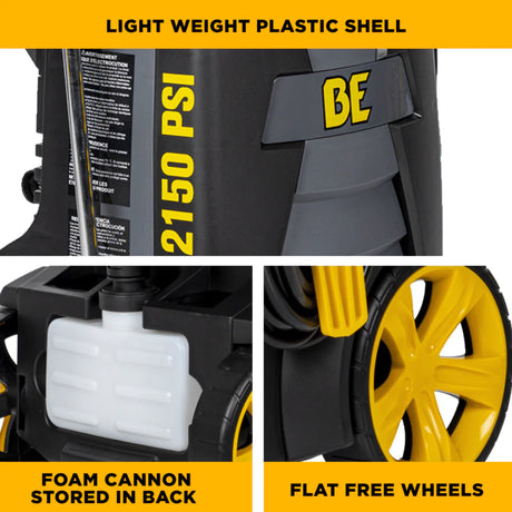 BE Power P2115EN 2,150 PSI 1.6 GPM Cold Water Electric Pressure Washer