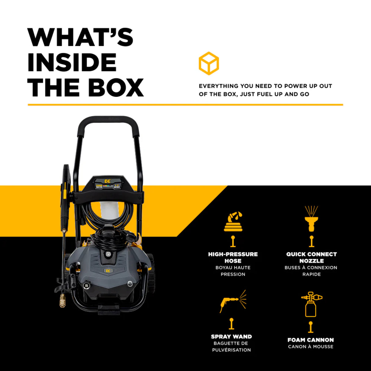 BE Power P2314EN 2,300 PSI Convertible Electric Pressure Washer