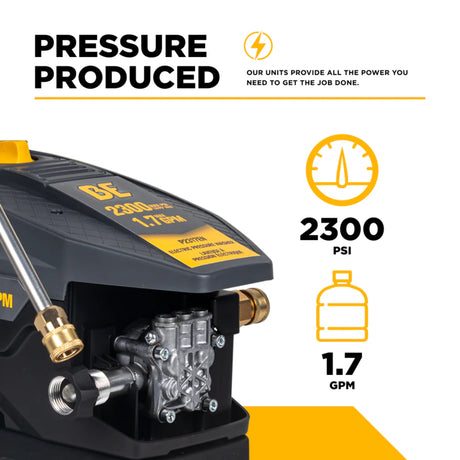 BE Power P2317EN 2,300 PSI 1.7 GPM Electric Pressure Washer