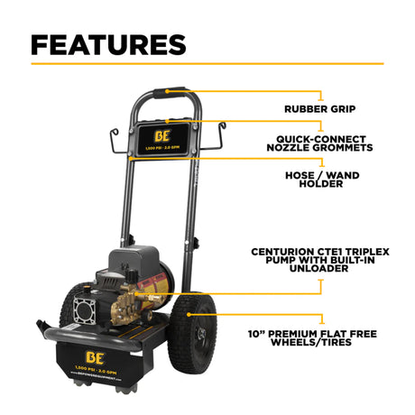 BE Power PE-1520EW1A 1,500 PSI Baldor Electric Pressure Washer
