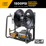 BE Power 1,500 PSI Hot-Water-Capable Wall-Mount Electric Pressure Washer with Baldor Motor