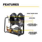 BE Power 1,500 PSI Hot-Water-Capable Wall-Mount Electric Pressure Washer with Baldor Motor