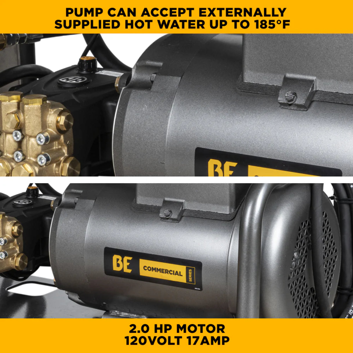 BE Power 1,500 PSI Hot-Water-Capable Wall-Mount Electric Pressure Washer with Baldor Motor