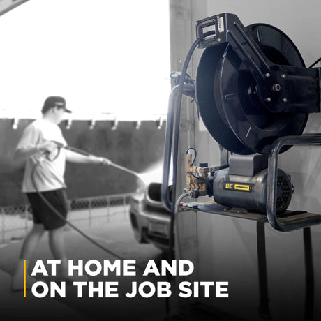 BE Power 1,500 PSI Hot-Water-Capable Wall-Mount Electric Pressure Washer with Baldor Motor
