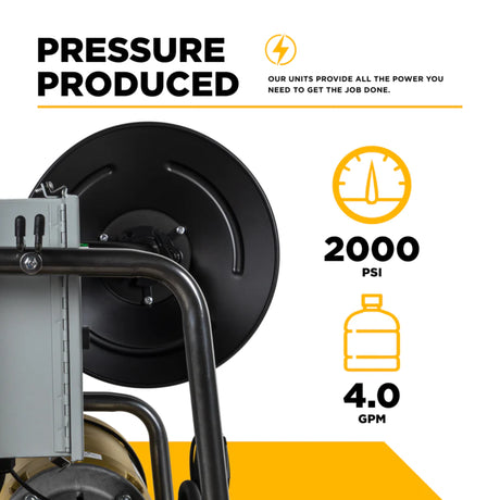 BE Power 2,000 PSI Hot-Water-Capable Wall-Mount Electric Pressure Washer with Baldor 5.0 HP Motor
