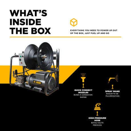 BE Power 2,000 PSI Hot-Water-Capable Wall-Mount Electric Pressure Washer with Baldor 5.0 HP Motor