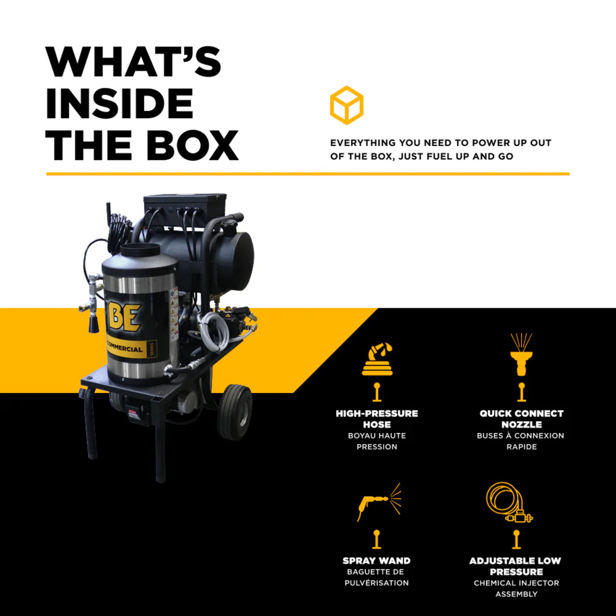 BE Power 1,000 PSI Commercial Electric Hot Water Pressure Washer