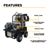 BE Power 2,000 PSI 5.0 GPM Industrial Electric Hot Water Pressure Washer