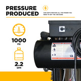 BE Power 1,000 PSI Industrial Electric Hot Water Pressure Washer