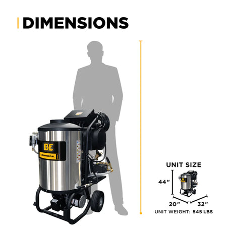 BE Power 2,300 PSI Commercial Electric Hot Water Pressure Washer