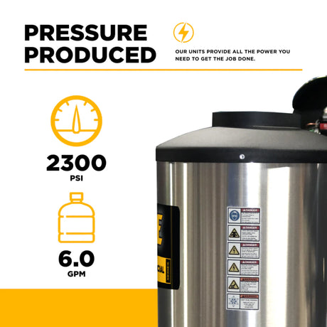 BE Power 2,300 PSI Commercial Electric Hot Water Pressure Washer
