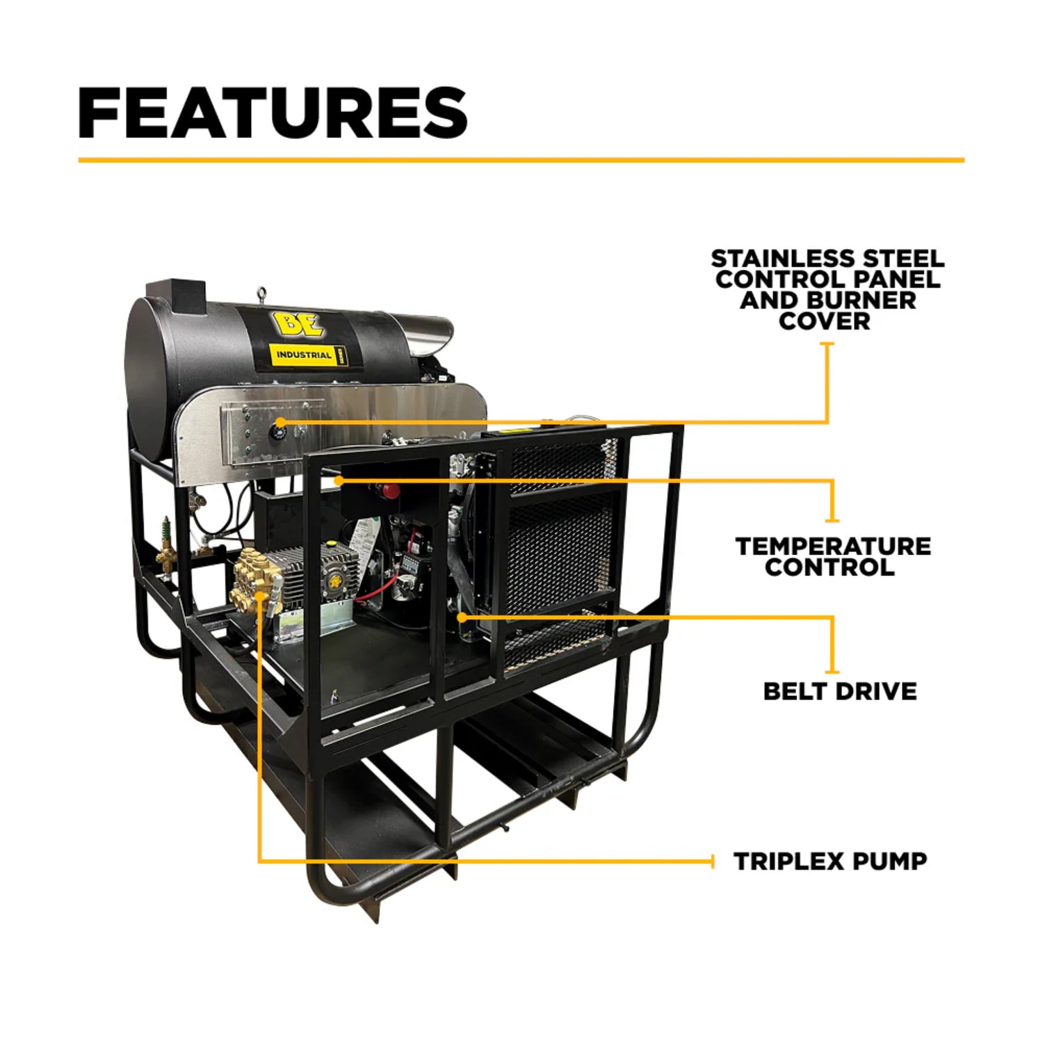 BE Power 3,500 PSI Industrial Diesel Truck-Mount Hot Water Pressure Washer