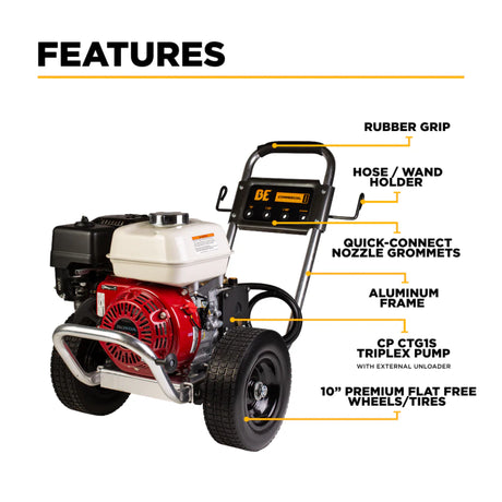 BE Power B3165HAAS 3,100 PSI Honda GX200 Gas Pressure Washer