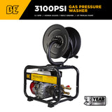 BE Power 3,100 PSI Mobile Detail Pressure Washer with Honda GX200
