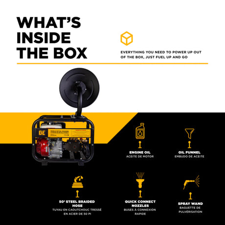 BE Power 3,100 PSI Mobile Detail Pressure Washer with Honda GX200