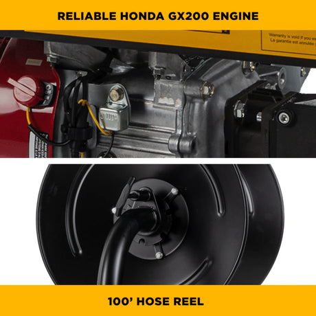 BE Power 3,100 PSI Mobile Detail Pressure Washer with Honda GX200