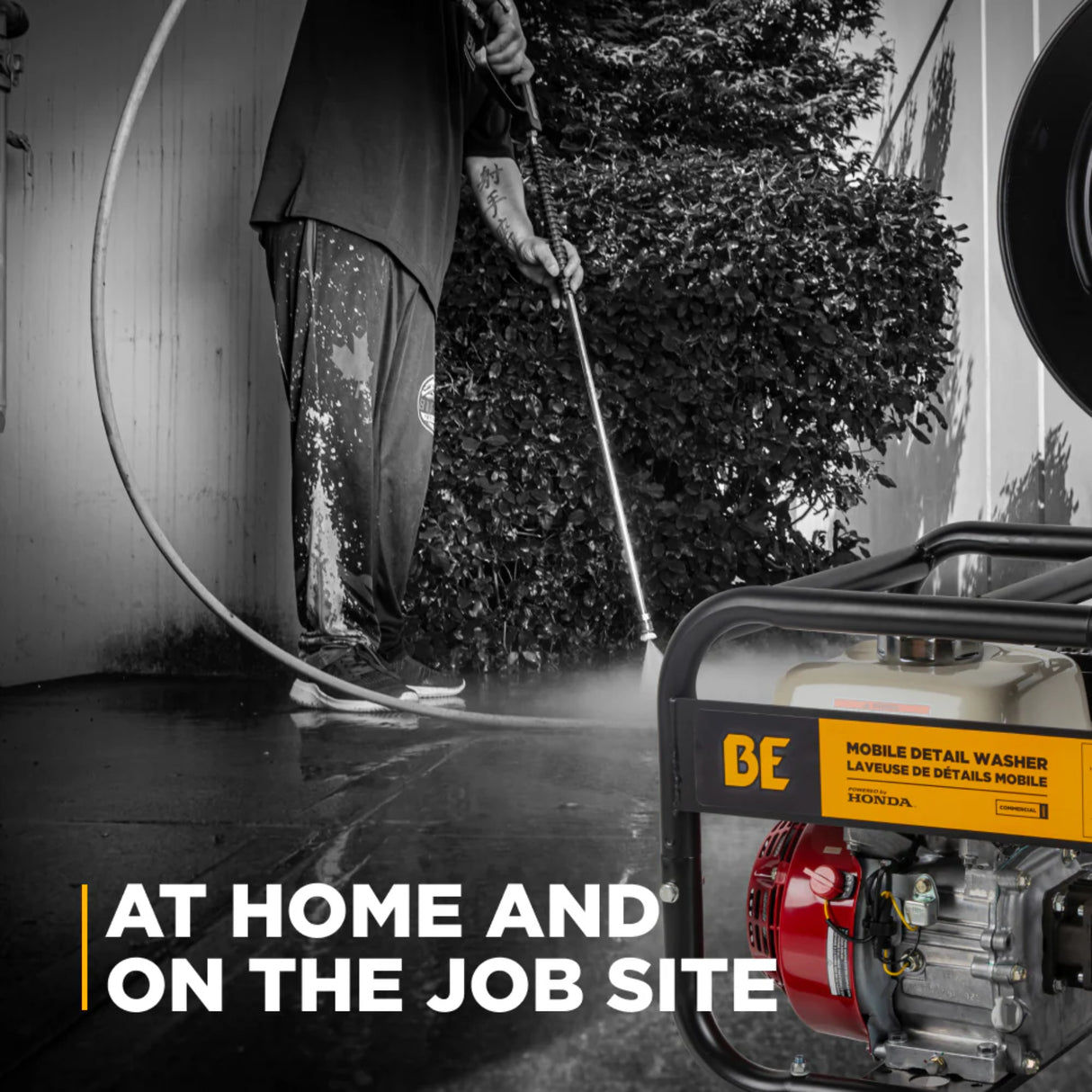 BE Power 3,100 PSI Mobile Detail Pressure Washer with Honda GX200