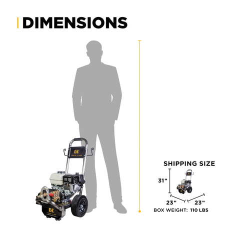BE Power 3,100 PSI 3.1 GPM Commercial Cold Water Gas Pressure Washer with Honda GX200