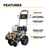 BE Power 3,100 PSI 3.1 GPM Commercial Cold Water Gas Pressure Washer with Honda GX200