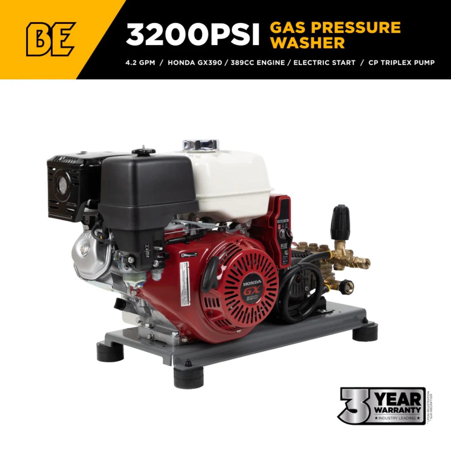 BE Power B3213HETBAS 3,200 PSI Electric-Start Truck-Mount Washer