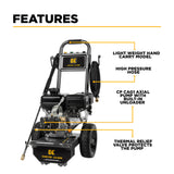 BE Power 3,400 PSI Cold Water Gas Pressure Washer with Powerease R225 Engine