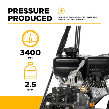 BE Power 3,400 PSI Cold Water Gas Pressure Washer with Powerease R225 Engine