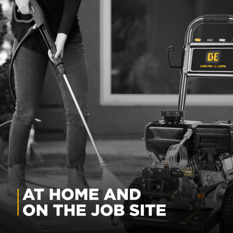 BE Power 3,400 PSI Cold Water Gas Pressure Washer with Powerease R225 Engine