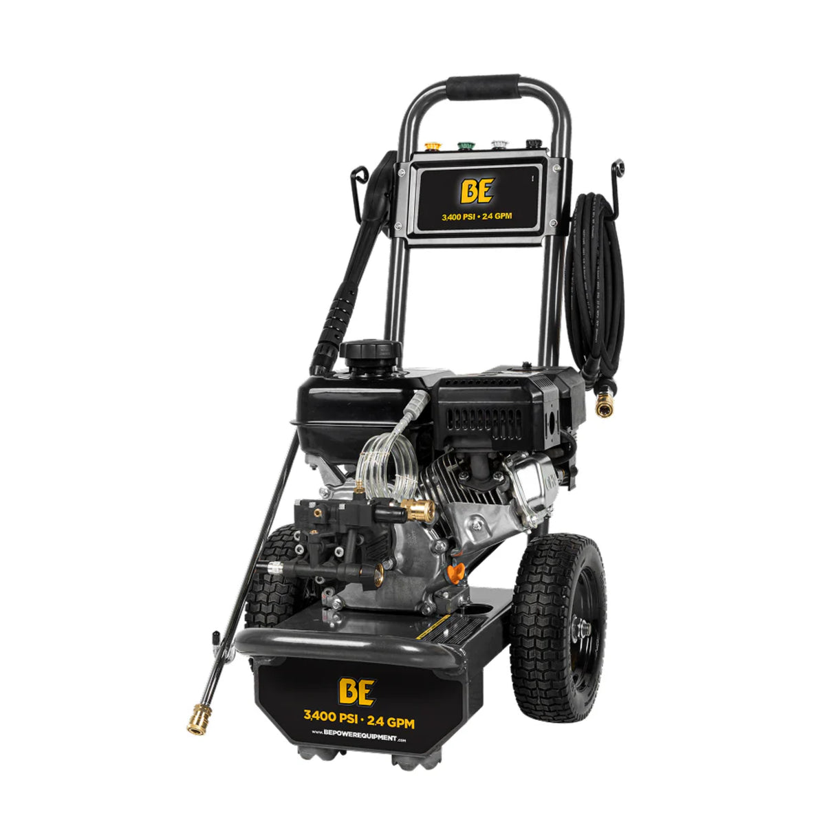 BE Power 3,400 PSI Cold Water Gas Pressure Washer with Powerease R225 Engine