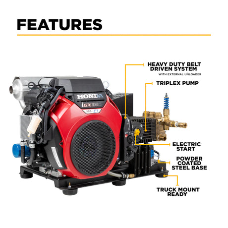 BE Power 3,500 PSI 10 GPM Industrial Truck-Mount Cold Water Gas Pressure Washer