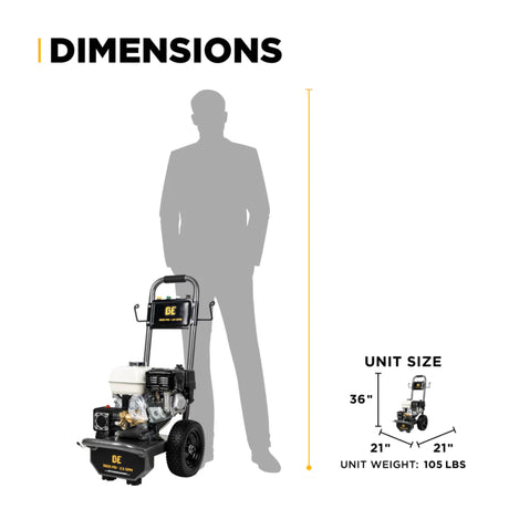 BE Power 3,800 PSI Cold Water Gas Pressure Washer with Honda GX200 Engine