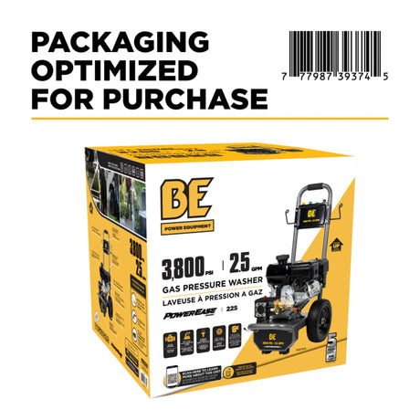 BE Power 3,800 PSI Cold Water Gas Pressure Washer with Honda GX200 Engine