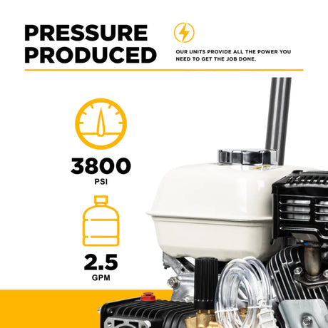 BE Power 3,800 PSI Cold Water Gas Pressure Washer with Honda GX200 Engine