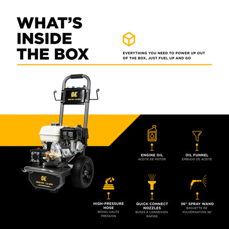 BE Power 3,800 PSI Cold Water Gas Pressure Washer with Honda GX200 Engine