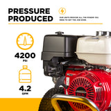 BE Power 4,200 PSI Aluminum-Frame Cold Water Gas Pressure Washer with Honda GX390