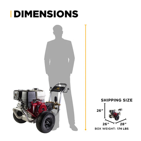 BE Power 4,200 PSI Industrial Wheeled Cold Water Gas Pressure Washer