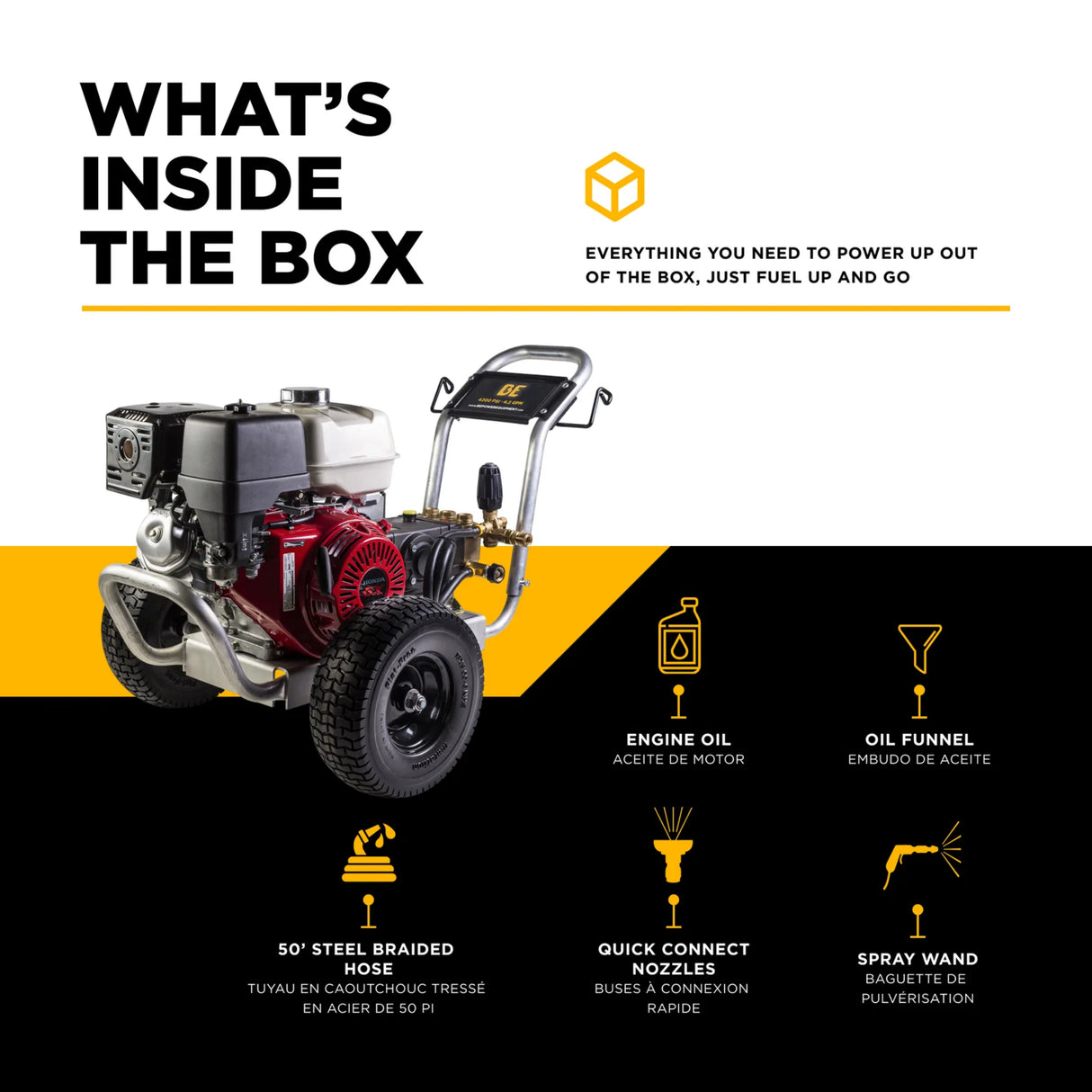 BE Power 4,200 PSI Industrial Wheeled Cold Water Gas Pressure Washer
