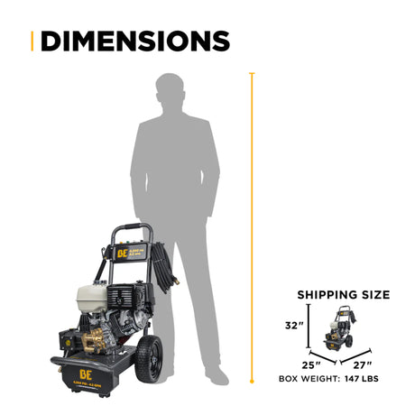 BE Power 4,200 PSI Steel-Frame Cold Water Gas Pressure Washer with Honda GX390