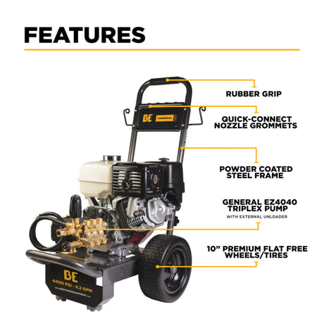 BE Power B4213HGS 4,200 PSI Honda GX390 Gas Pressure Washer