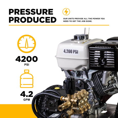 BE Power 4,200 PSI Cold Water Gas Pressure Washer with General Triplex Pump