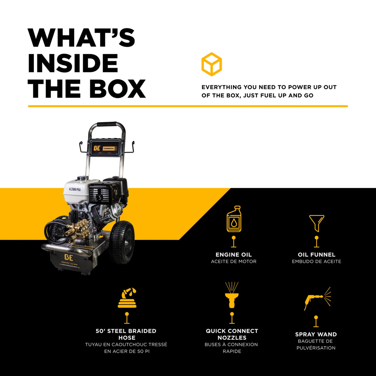 BE Power 4,200 PSI Cold Water Gas Pressure Washer with General Triplex Pump