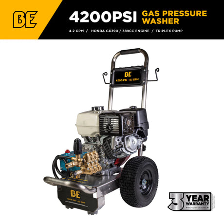 BE Power B4213HSJS 4,200 PSI Honda GX390 CAT Pump Pressure Washer