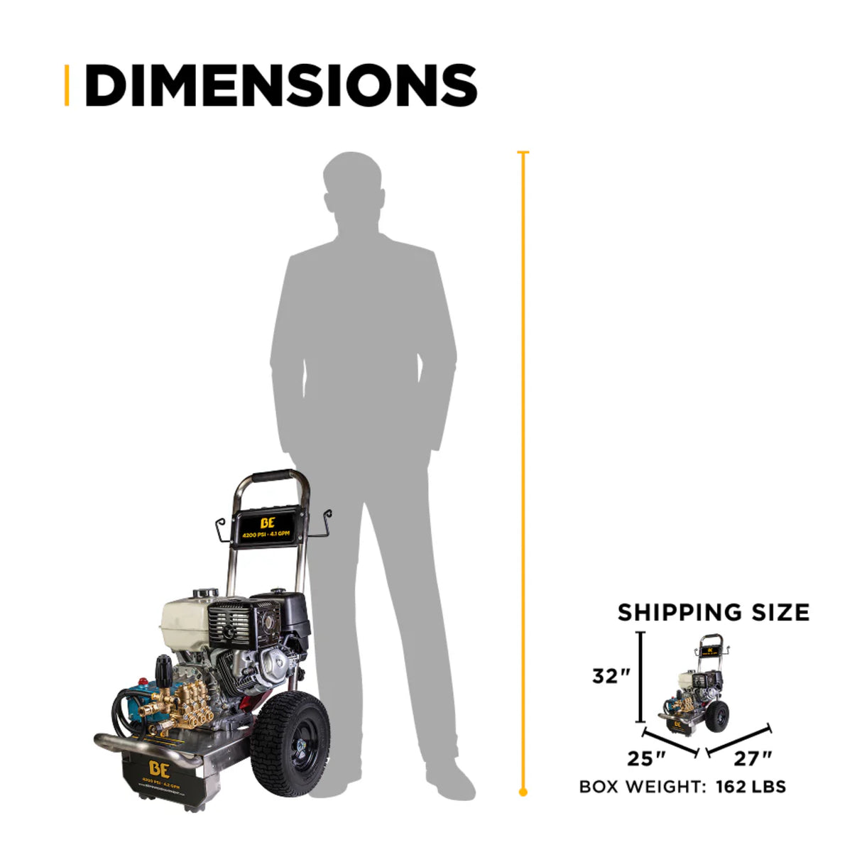 BE Power B4213HSJS 4,200 PSI Honda GX390 CAT Pump Pressure Washer