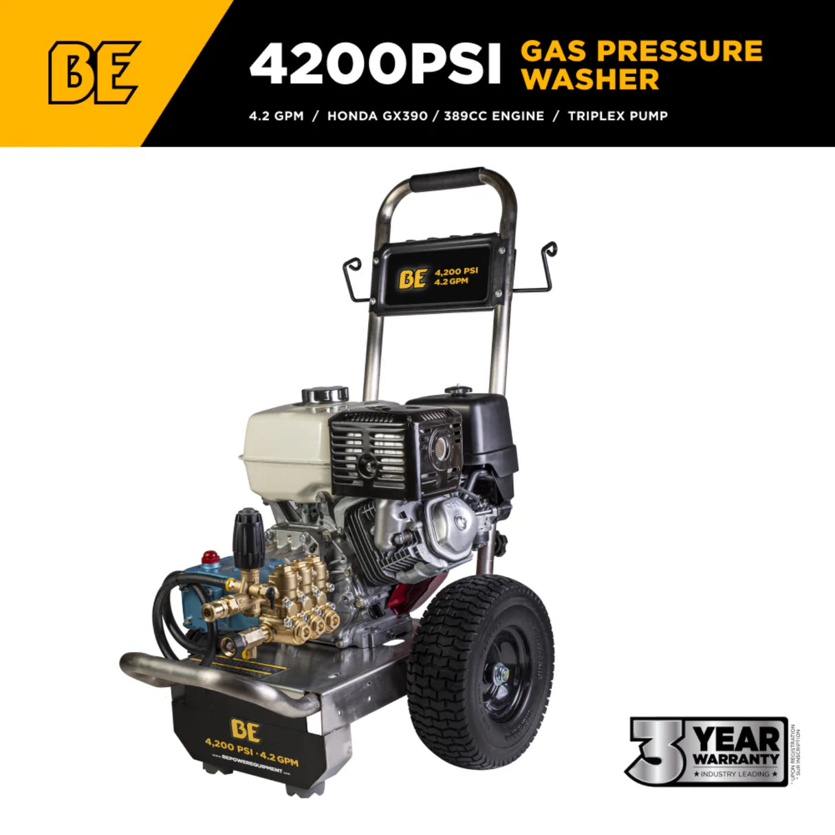 BE Power B4213HSJ 4,200 PSI Honda GX390 CAT Pump Pressure Washer