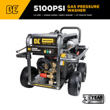 BE Power B5024HEBAS Industrial Cold Water Gas Pressure Washer – 5,100 PSI / 5.5 GPM, Honda GX690 V-Twin Electric Start, CP Belt-Drive Triplex Pump, 4-Wheel Roll Cage Frame