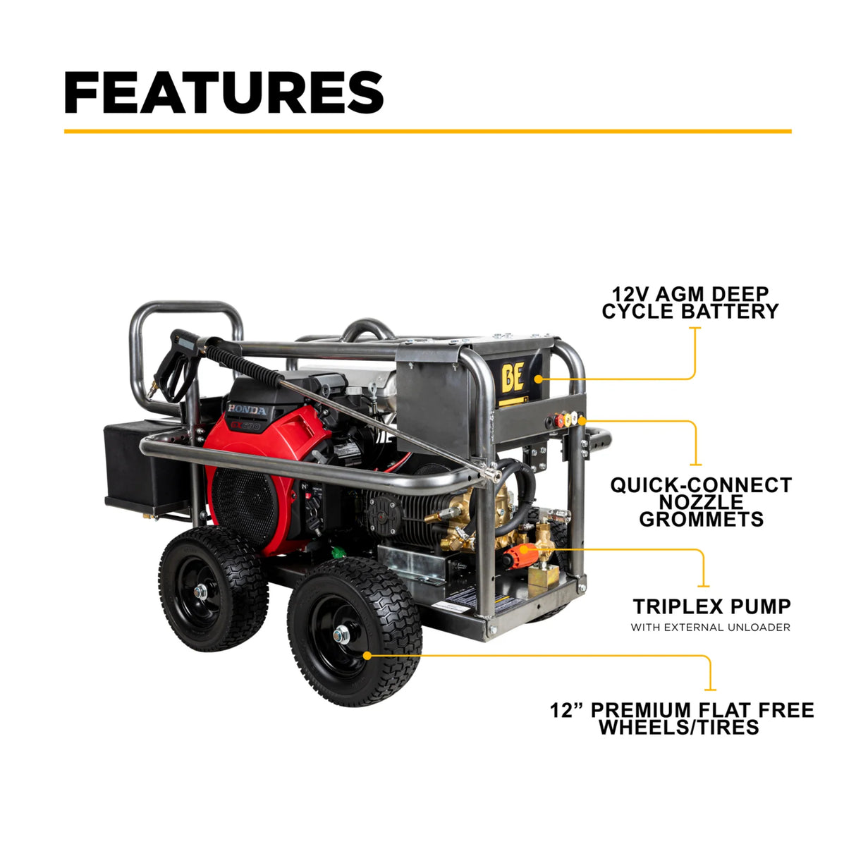 BE Power 5,000 PSI Cold Water Gas Pressure Washer with COMET Pump
