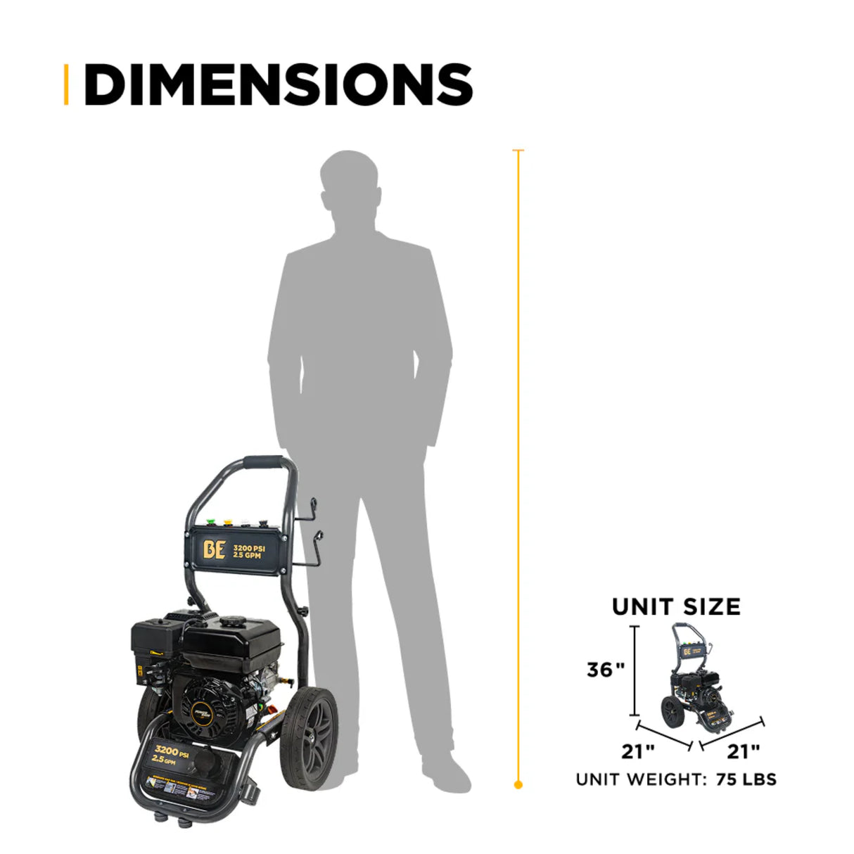BE Power BE327PX 3,200 PSI 2.5 GPM Powerease Gas Pressure Washer
